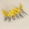Handmade Beading Pliers Set: Round Nose, Steel Diagonal Cutting, and 9-Needle Pliers.