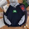 Women's Hooded Drawstring Stitching Collision Color Long-Sleeved Sweatshirt