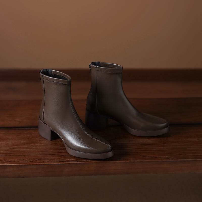 Krazing Pot Microfiber Round Toe Thick Heels Modern Boots Size 42 Zip Platform Beauty Lady Women Ankle Boots