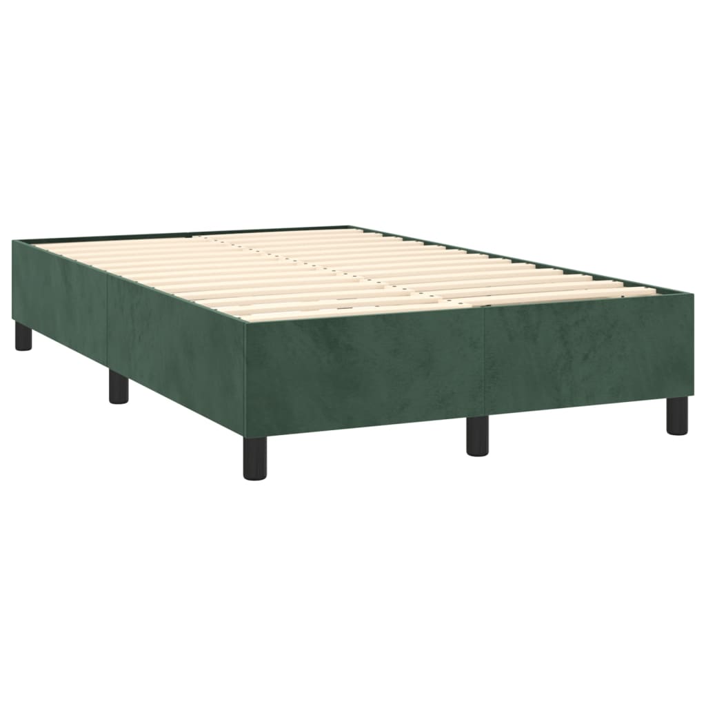 Box Spring Bed with Mattress Dark Green 120 x 190 cm Velvet