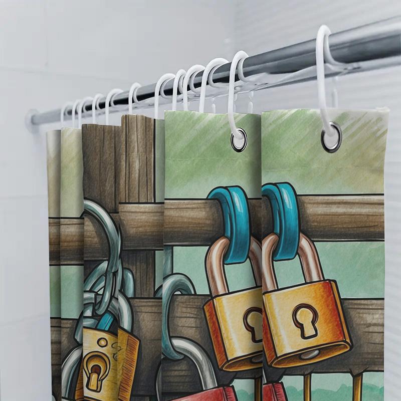 Colorful Padlocks Shower Curtain | Modern and Artistic Bathroom Decor