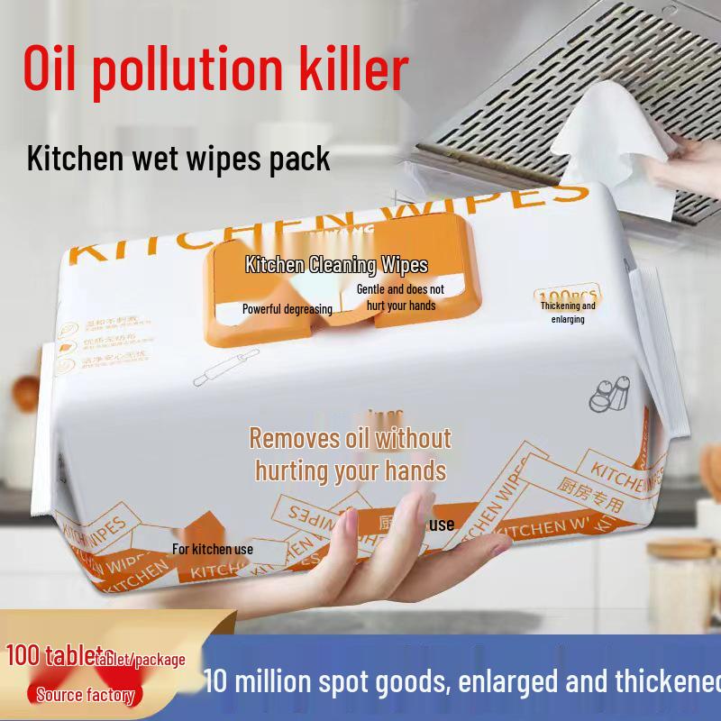 80-Count Large Kitchen Wet Wipes for Oil Stain Removal
