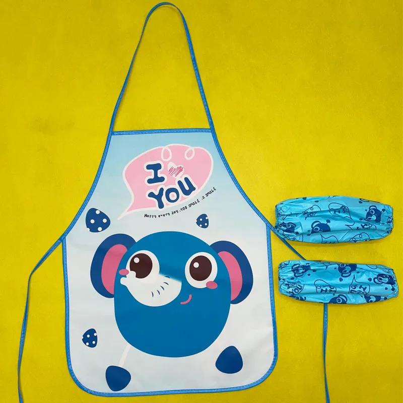 Children s Apron Sleeves Cartoon Waterproof Child Baby Thin Graffiti Art Bib Supplies Eating Summer Painting Style