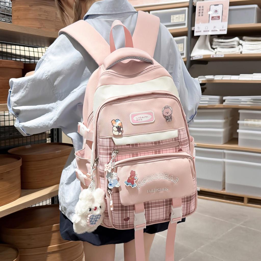 Zaino versione coreana di Mori per studente di scuola elementare femminile alto valore scozzese colore a contrasto stile college per studente di scuola media