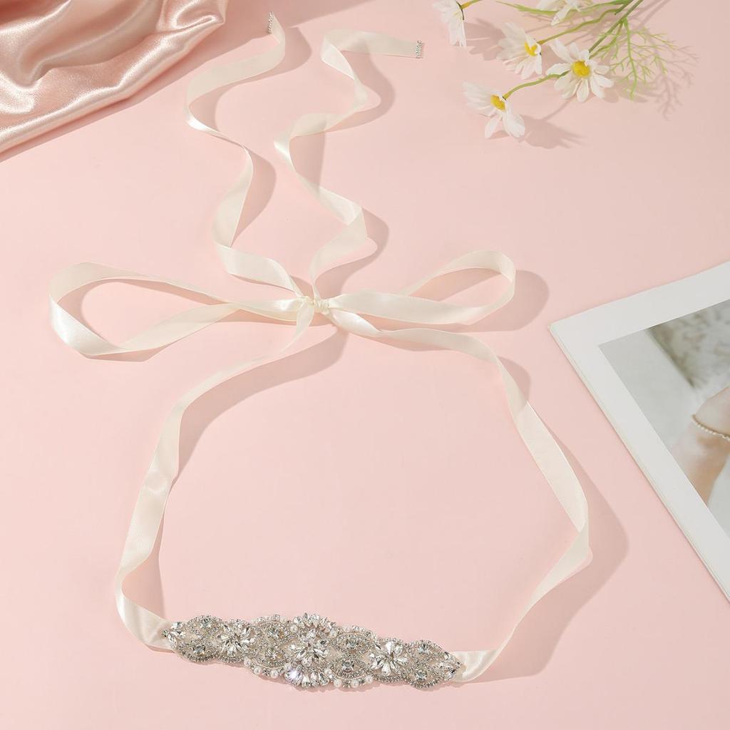 Versatile European and American Bride Belt: Hand-Sewn Rhinestone Patchwork Waist Accessory for Exquisite Wedding and Evening Dresses