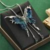 Blue Butterfly Tassel Necklace Premium Pull Adjustable Fashion Sweater Chain