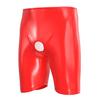 Yousheng Men's Faux Leather Short Pants Sexy Open Crotch Shiny Boxer Shorts Glossy Stretchy Hot Pants for Parties And Date Nights