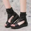 Fashion Retro Women Sandals Fashion Leather Women Boots Breathable Platform Shoes Designer Mid Heels Women Wedges Shoes Sandalias Mujer