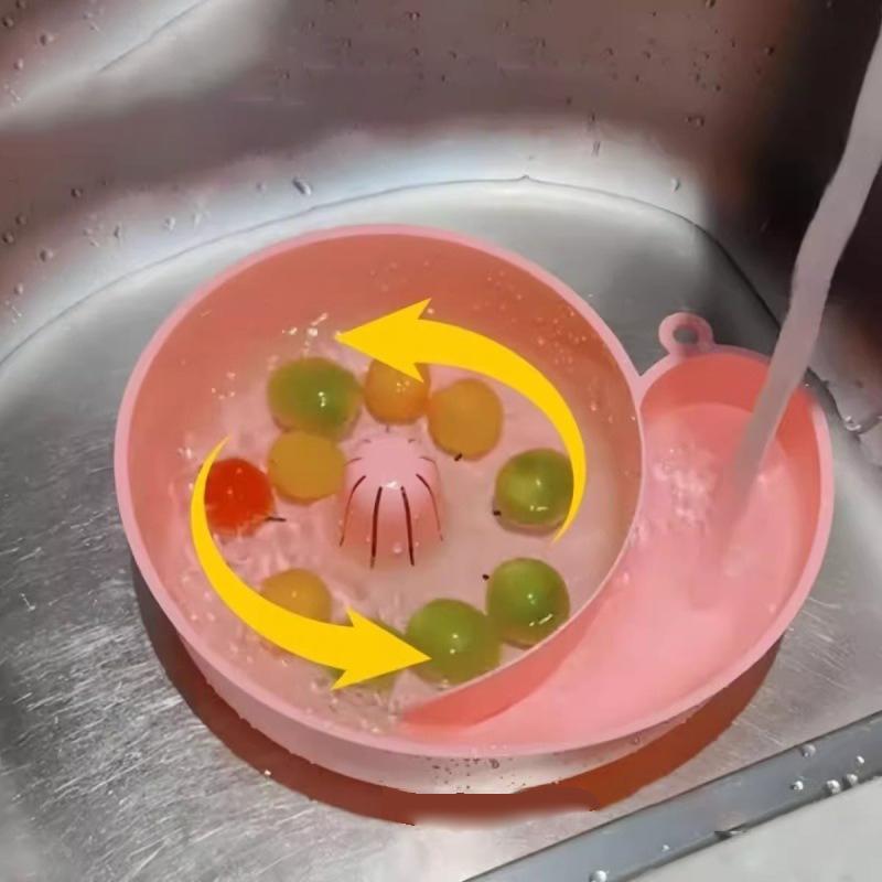 Snail Shape Fruit Drainer Basket Creative Automatic Rotation Clean Vegetable Washing Basin Multi-Functional Reusable
