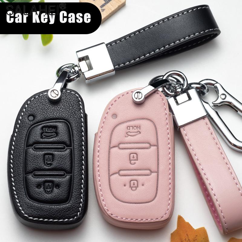 Leather Car Smart Key Cover Case Holder Protection For Hyundai Tucson Mistra Ix25 Ix35 I20 I30 I40 Hb20 Tm