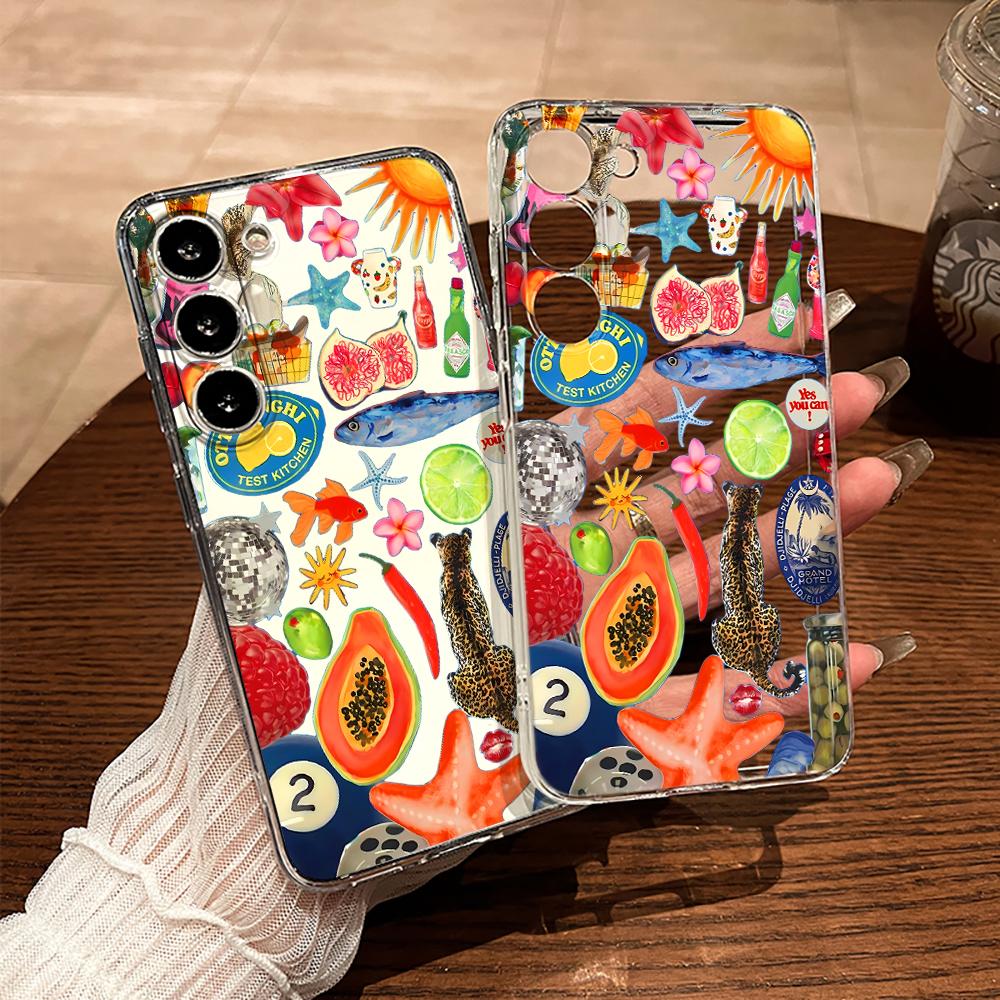 Verspieltes Frucht-Tier-Handyhülle für Samsung Galaxy A55 A54 A53 A35 A34 5G Note 20 S25 S24 S23 S22 S21 Ultra FE Plus Stoßfänger Funda