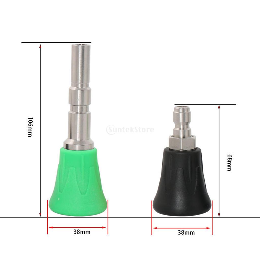 Spritzwassergeschützte Manteldüse aus Edelstahl, 1/4-Schnellstecker-Hochdruck-Wasserpistolendüse, Lüfter mit Hartgummihülse