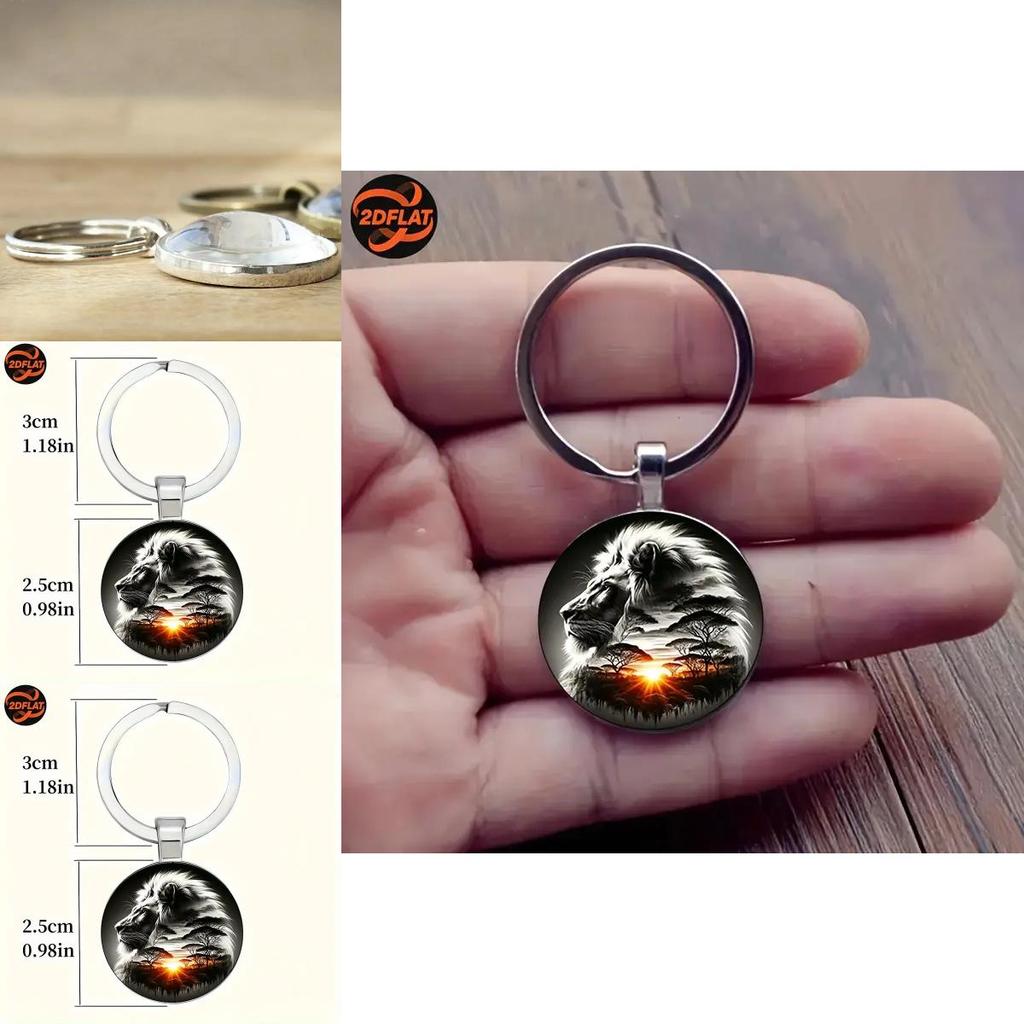 Lion Pattern Keychain With Silver Finish For Holiday Gifts