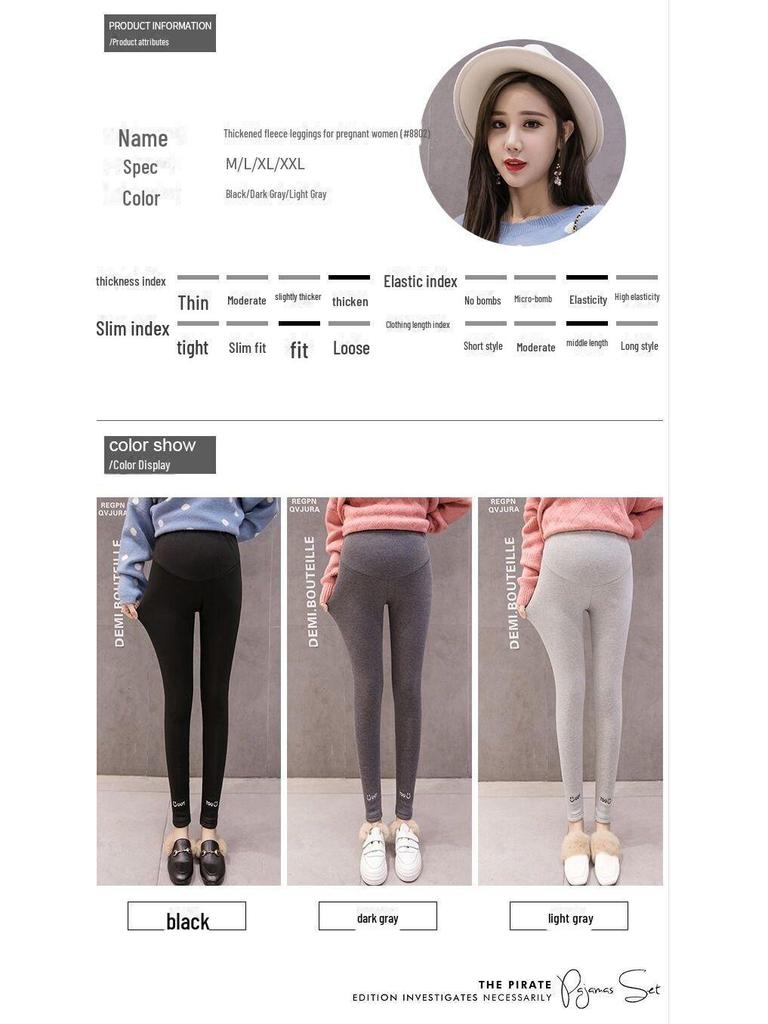 Umstandsmode Modische Übergröße Bauchstütz-Leggings, Herbst/Winter-Stil, Samtgefüttert, Dicke & Warme Hose