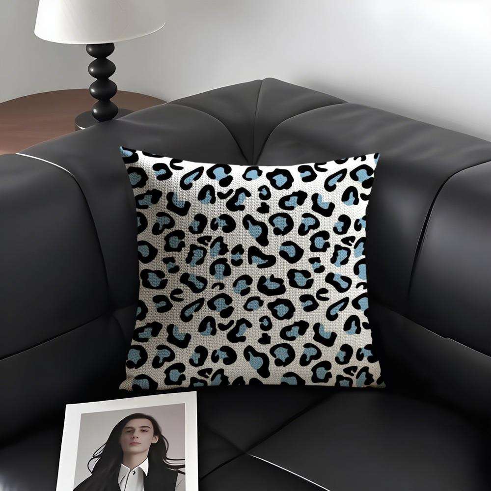 Fashion Luxury Leopard Print Cushion Cover Natural Linen Organic Fabric DoubleSided Printing Sofa Home Decor Gift Pillow Case