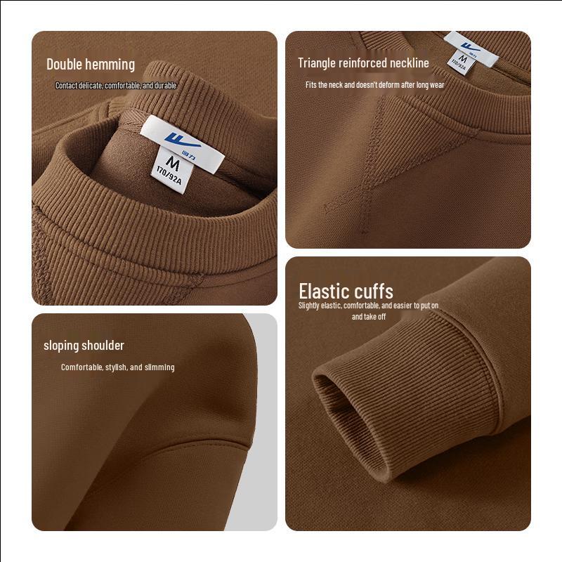 Warrior Men's Solid Color Round Neck Pullover Sweatshirt