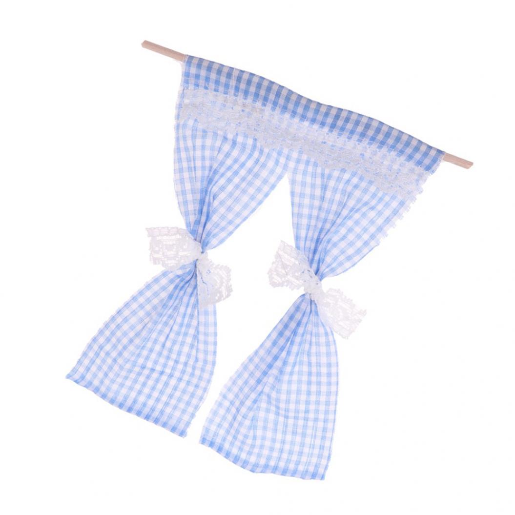 

Мініатюрні 1:12 Милі мереживні фіранки ручної роботи Гральні іграшки Прикраса лялькового будиночка синій