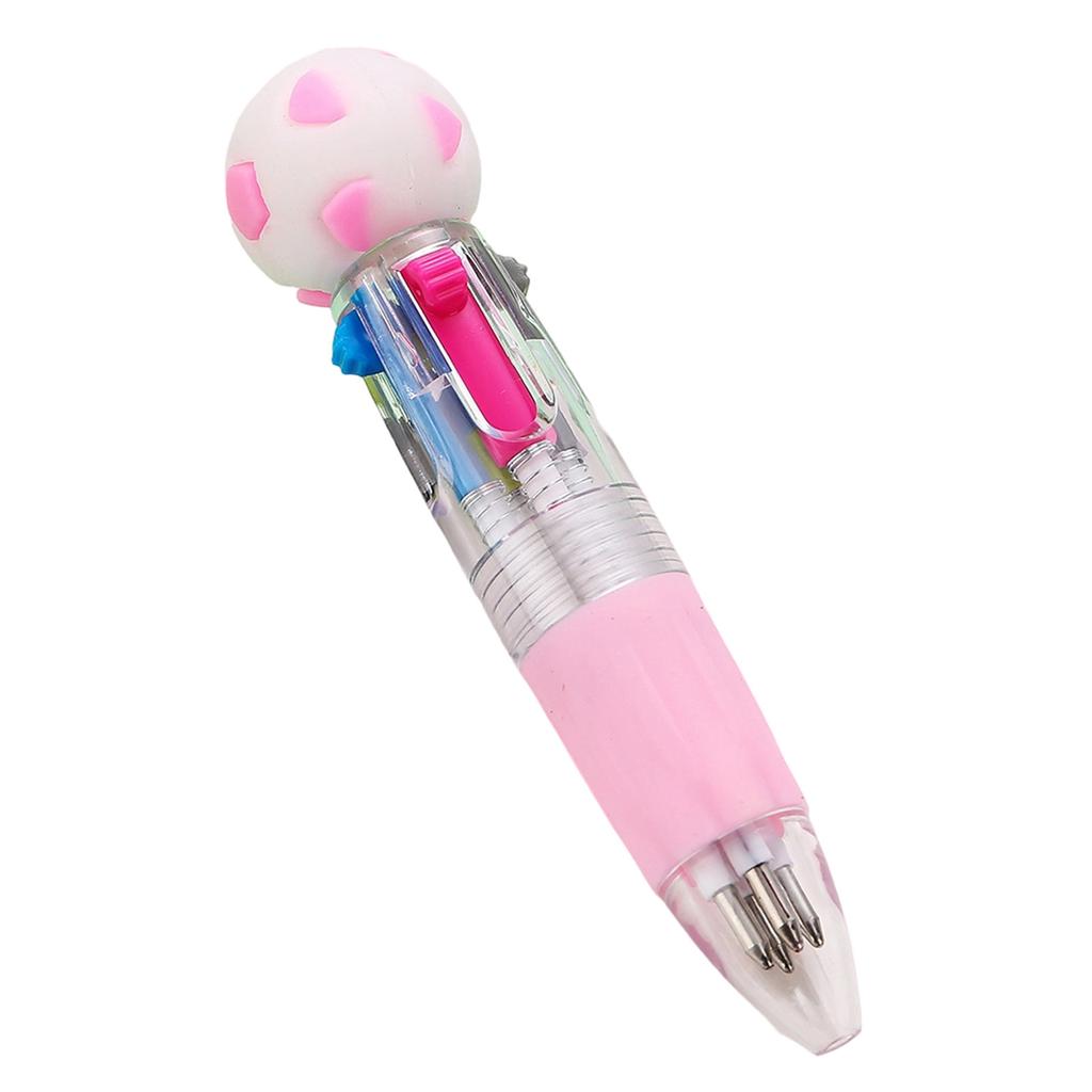 Multicolor Ink Ballpoint Pen with Soccer Ball Top Retractable Multi Function Writing Tool for Office School Supplies