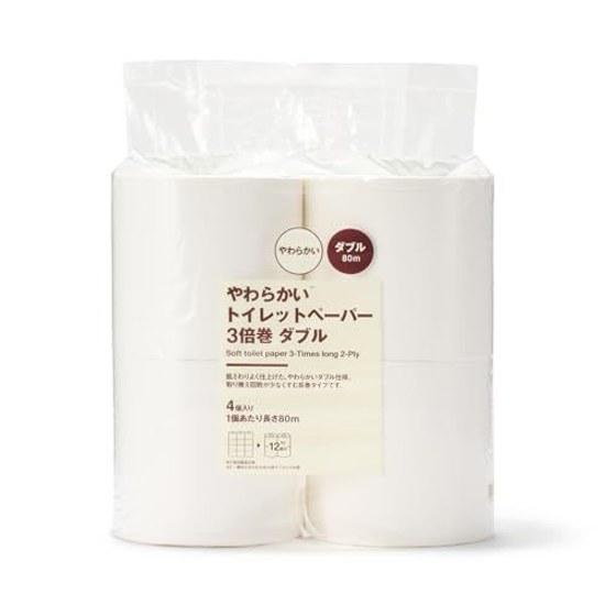 Muji Soft Toilet Paper 3-Ply Double 4 Rolls per Pack Length Roll 80m