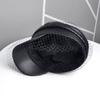 Fashion Lace Mesh Yarn Berets Hats For Women Girl Vintage Black Denim/Pu Flat Top Newsboy Caps Female Elegant Short Brim Sun Hat