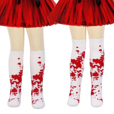 Halloween Bloody Stockings Thigh High Stocking Knee Highs Socks for Halloween Cosplay Party Printed Long Tube Socks