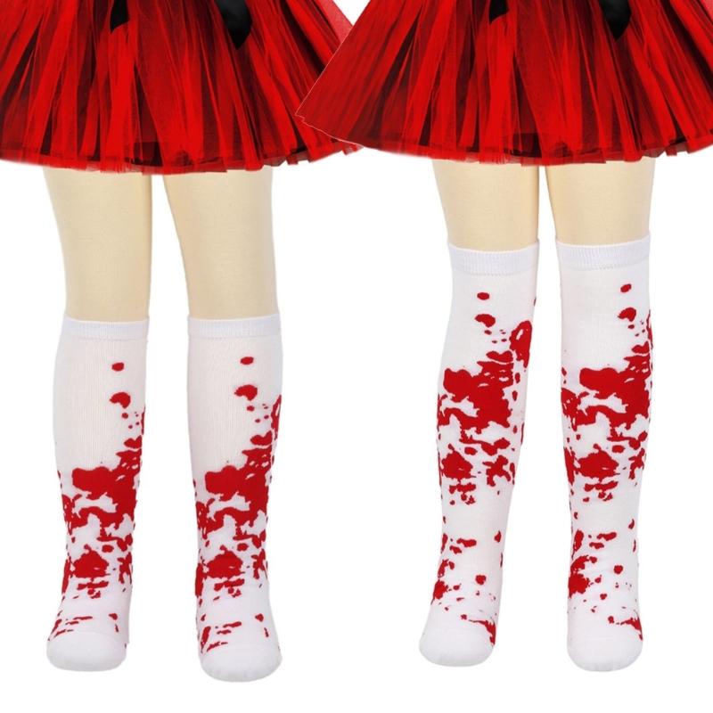 Halloween Bloody Stockings Thigh High Stocking Knee Highs Socks for Halloween Cosplay Party Printed Long Tube Socks