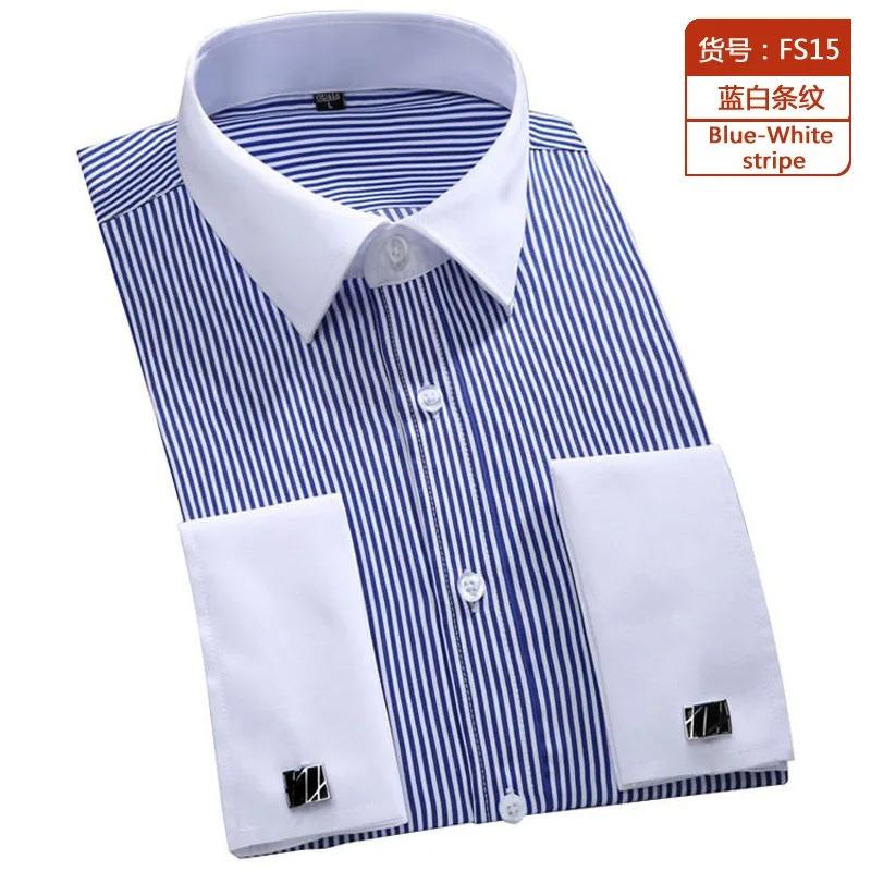 2026 New Men's Long Sleeve Shirt High Quality Tuxedo Standing Collar Wedding Dress Shirt Men's White French Cufflink Shirt