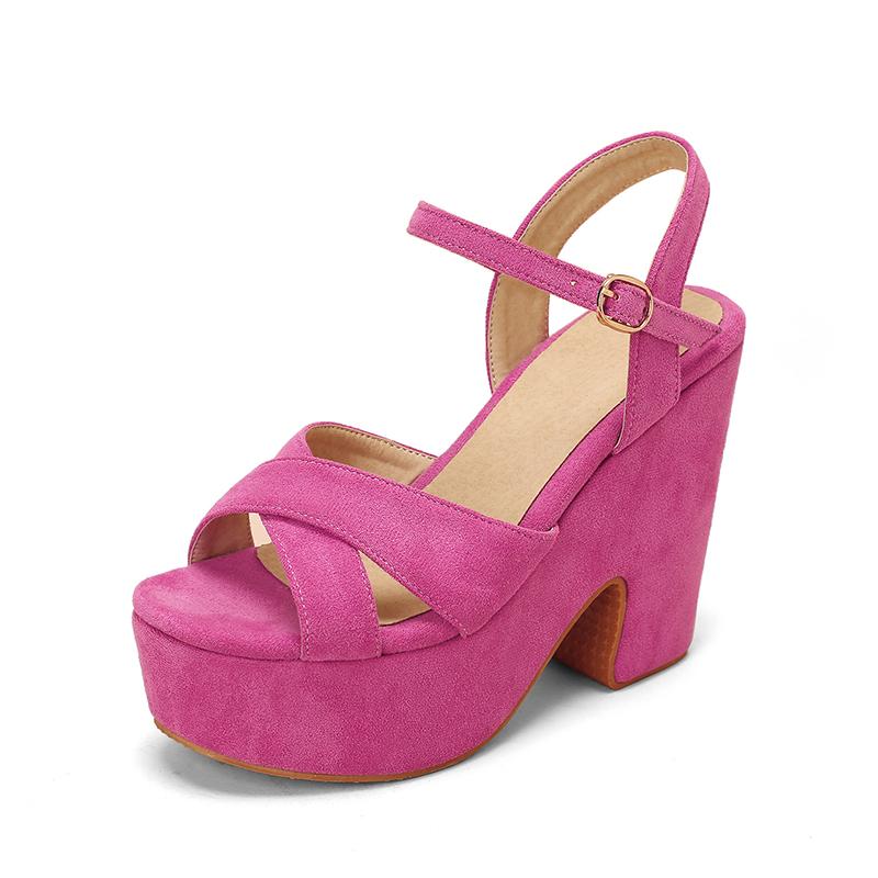 Mattes Beflockungsmaterial Keilabsatz Atmungsaktiv Damen Sommersandalen Ultrahohe Wasserdichte Plateau Neongrün Sandalen