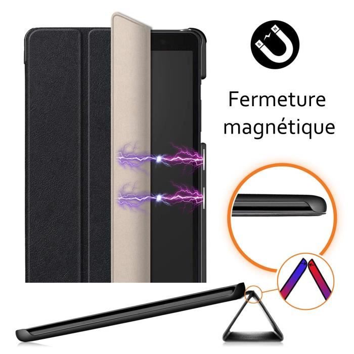 Coque Smart - Toproduits® - Galaxy Tab A 8.0 2019 - Ultra fine - Housse aimantée - Stylet inclus