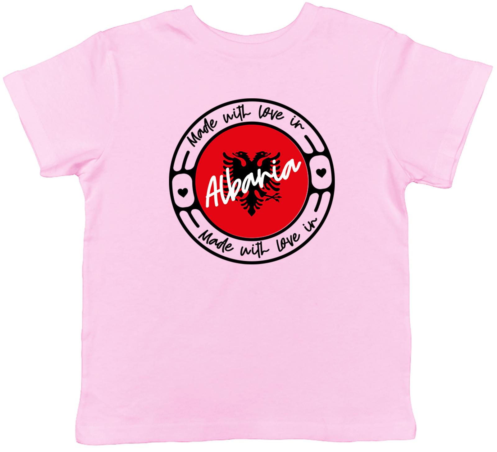 Made With Love In Albania Childrens Kids T-Shirt Boys Girls 160