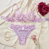 Conjunto de Lingerie Sexy Transparente Multicolorido Bordado Floral Francês Kajano para Mulheres - Coleção Outono