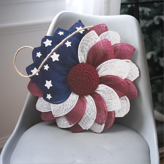 4th of July Patriotic Door Wreath Red Blue White Star Eagle Wooden Welcome Sign Wreath for Independence Day Memorial Day Home Wall Outdoor Indoor