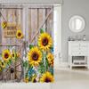 Rustic Sunflower Shower Curtain Wooden Barn Door Home Love Sign Farmhouse Decor Yellow Flowers Bathroom Accessories Waterproof
