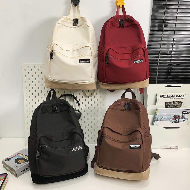 Women's Color Block Backpack Student School Bag Men's Lightweight Large Capacity Travel Backpack