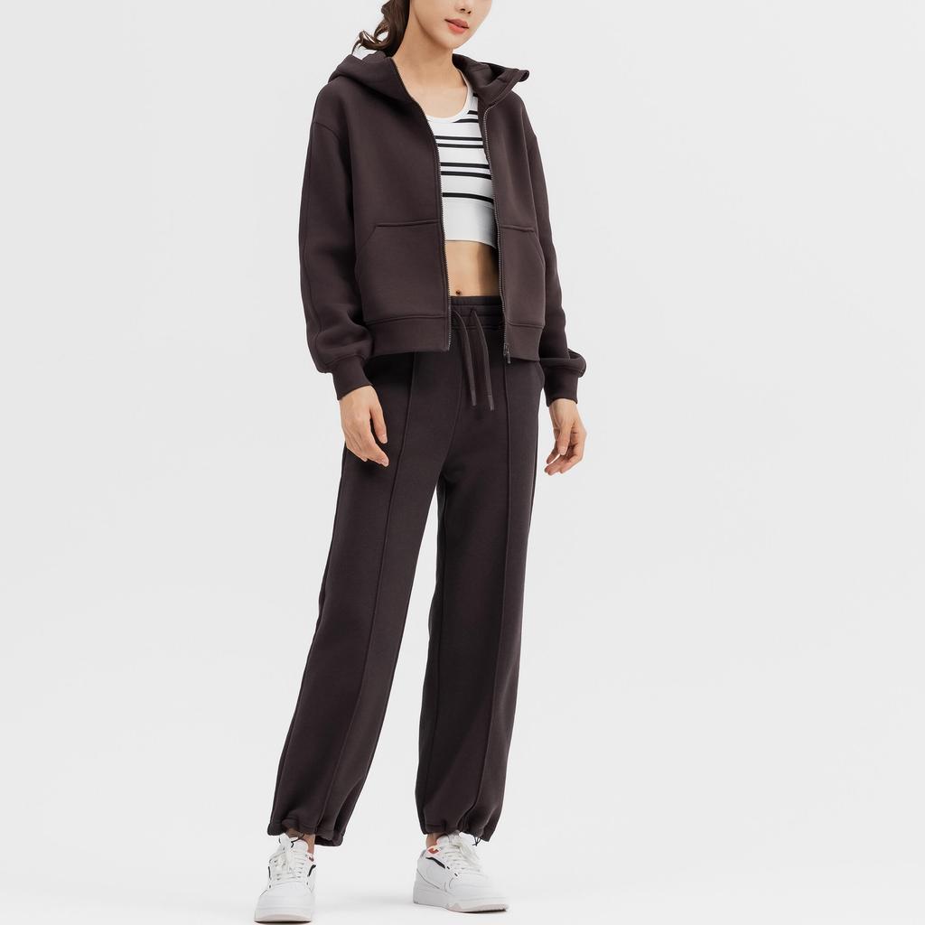 DECATHLON DOMYOS Fashion and Versatile: Soft and Comfortable, Warm Fleece Jacket, Long Sleeve Jacket Women's Cocoa