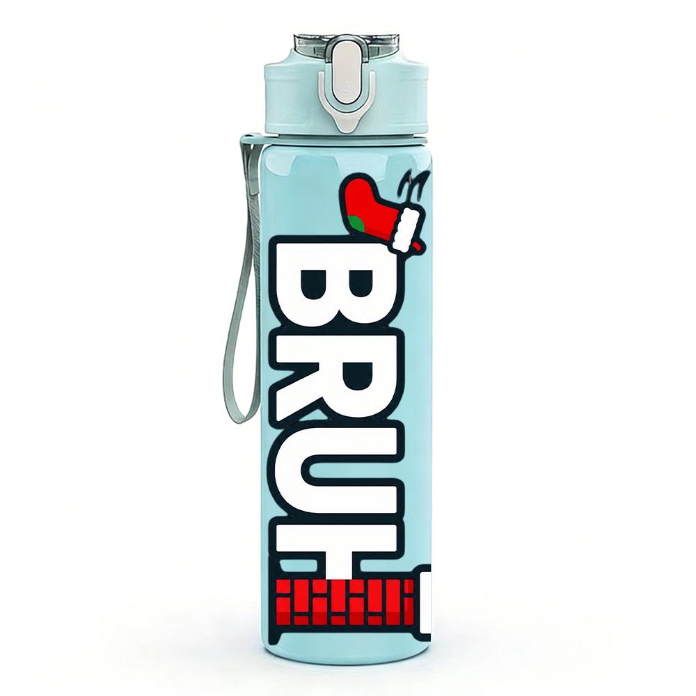1PC Bruh Red Bold Letter Mark 750ml Color Plastic Water Bottle Leakproof Flip Straw Lid For Sports Office Home Use
