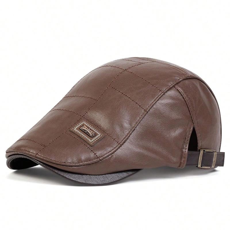 

Men Retro Pu Leather Newsboy Caps Jamont Labeling British Painters Hats Spring Autumn Side Adjustable Flat Cap Hip Hop Berets