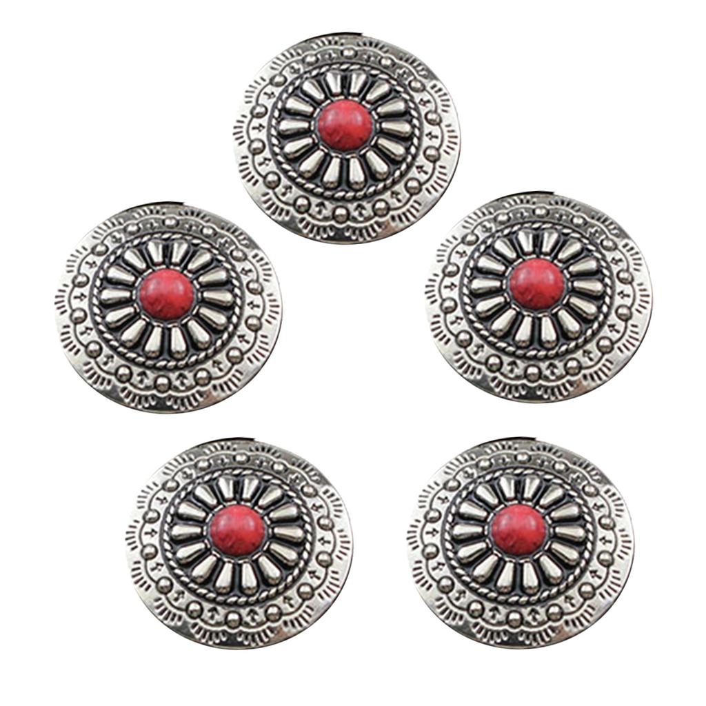 5 Pcs Leather Decorative Button Imitation Turquoise Buttons Flower Clothes Buttons for Jewelry Making Decoration