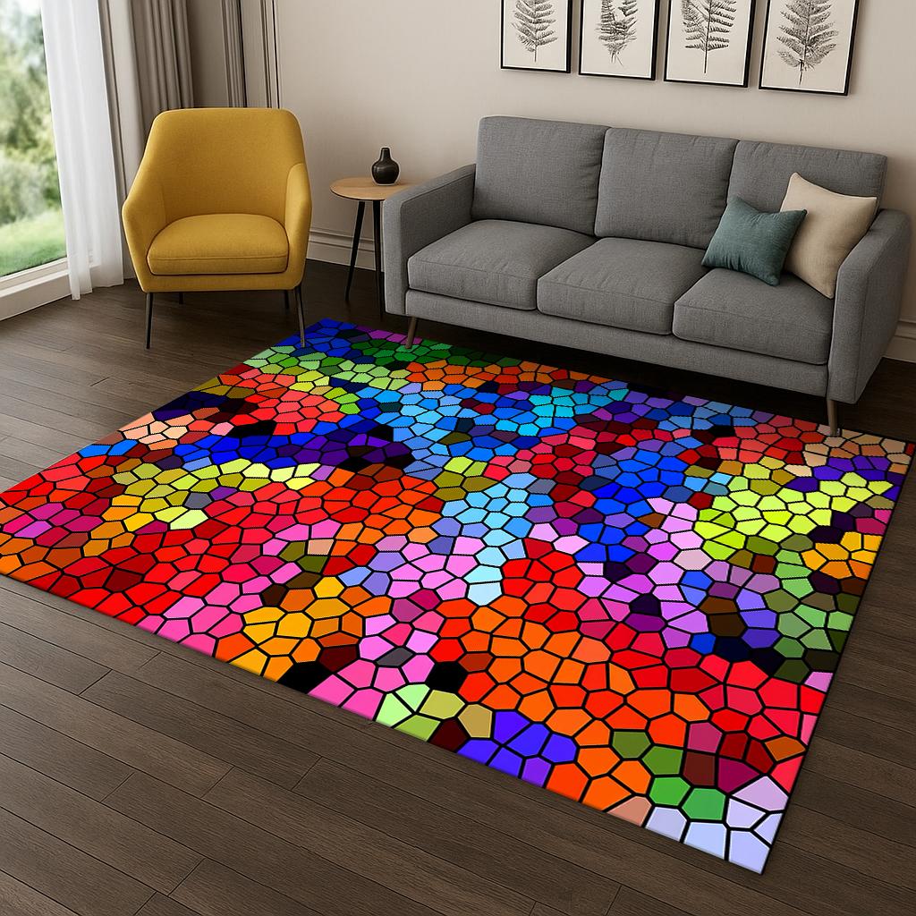 Colorful Rainbow Cartoon Carpet Rug for Home Playroom Bedroom Living Room Sofa Doormat Kitchen Decor,Kid Game Non-slip Floor Mat