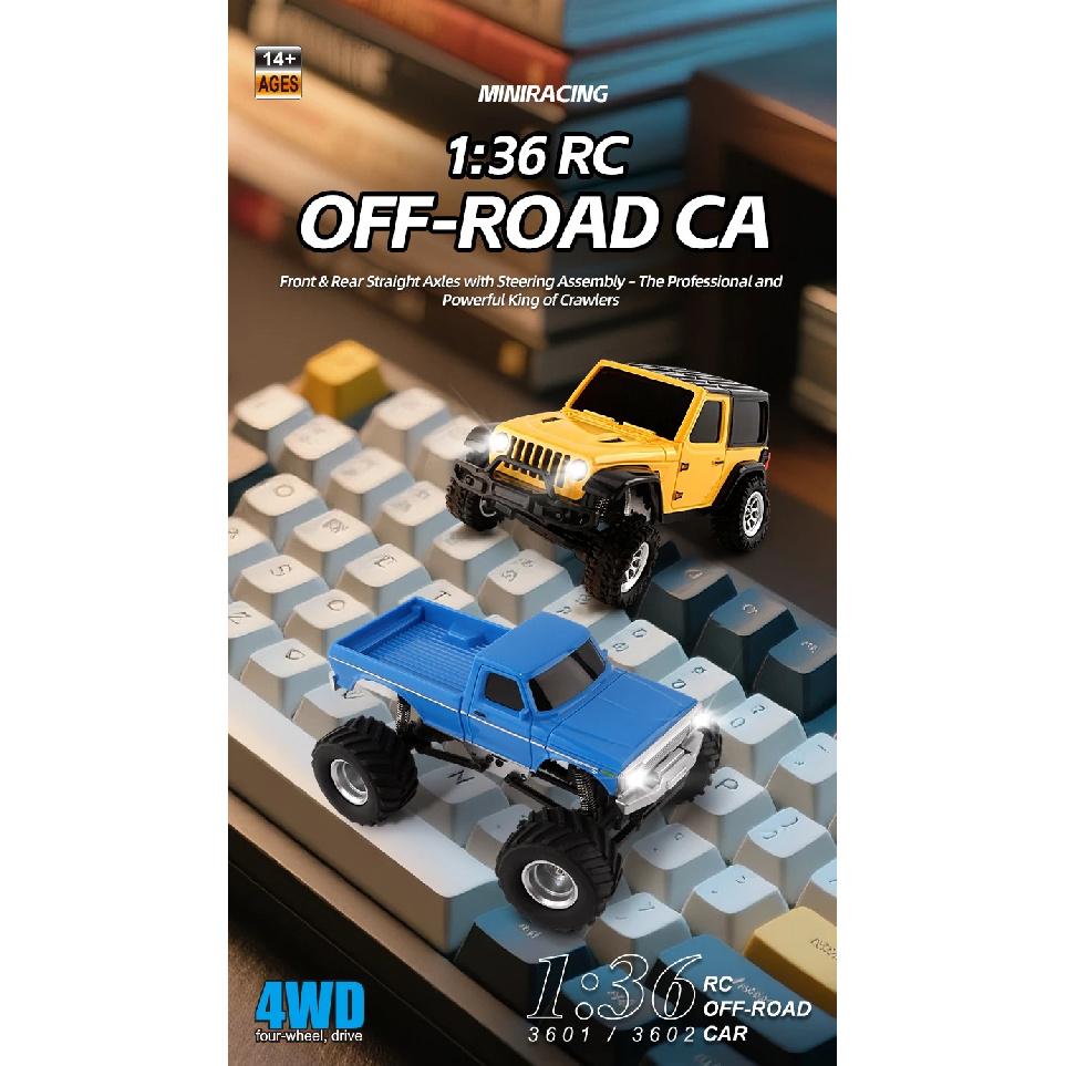 1/36 4WD Mini RC Crawler Car Radio Control Off-road Vehicles Light System Remote Control RTR Model Toy for Kids Adults 3601 3602