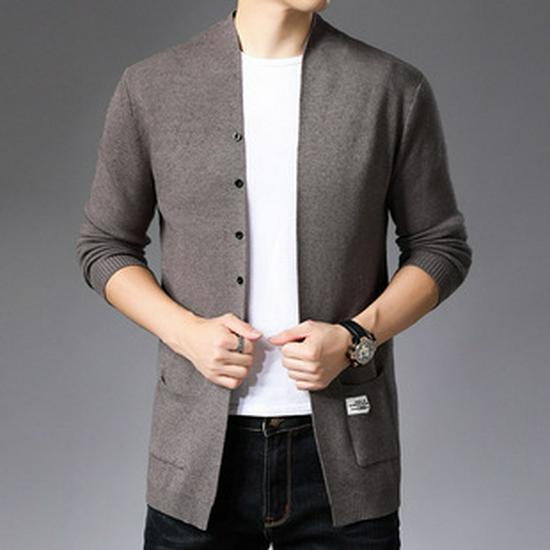 Men's V-Neck Winter Knit Sweater - Middle-Aged Thick & Warm Pullover