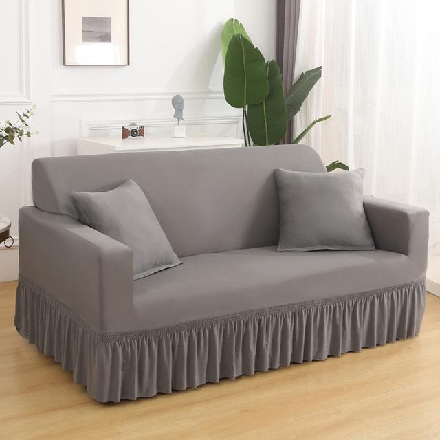 High Stretch Sofa Cover For Living Room Spandex Corner Sofa Covers With Skirt Dustproof Non -Slip Sofa Slipcovers For Home Hotel