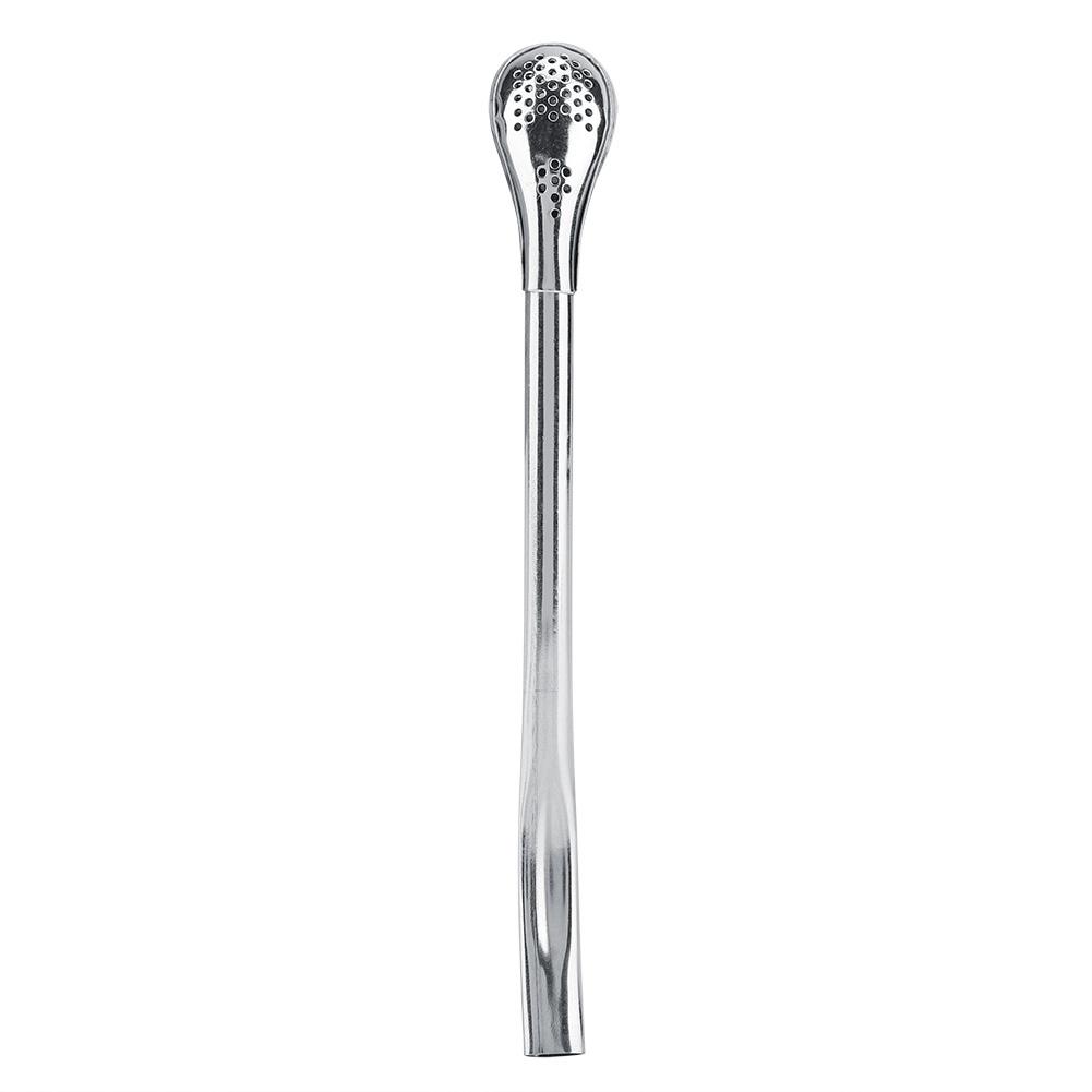 Stainless Steel Metal Drinking Straw Spoon Resuable Washable Cocktail Spoons L