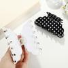 Women Hair Clip Black White Dot Print Acrylic Back Head Hair Claw Anti-slip Teeth Lightweight Colorfast Strong Grip Large Shark Clip