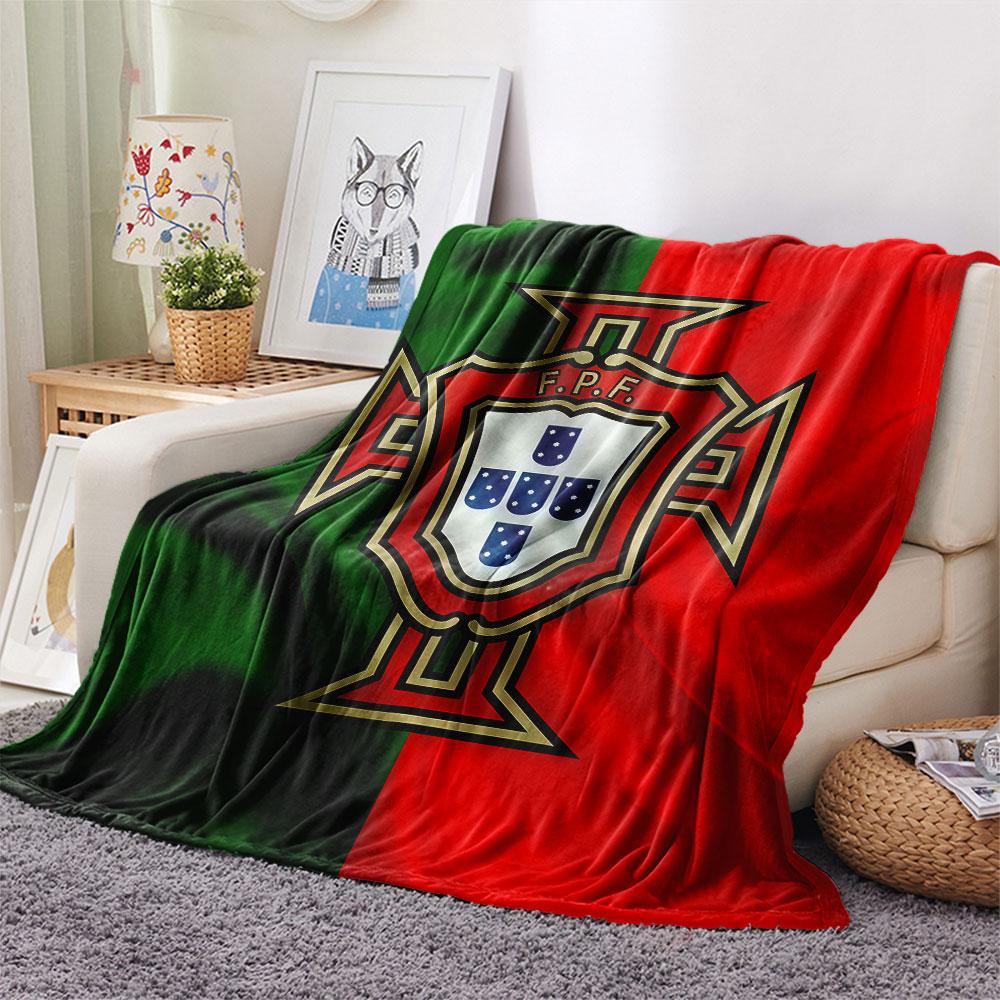 1PC Portugal National Football Team Patterned Flannel Blanket Suitable For All Seasons for Home Decor Warmth and Comfort Gifts Holiday Present