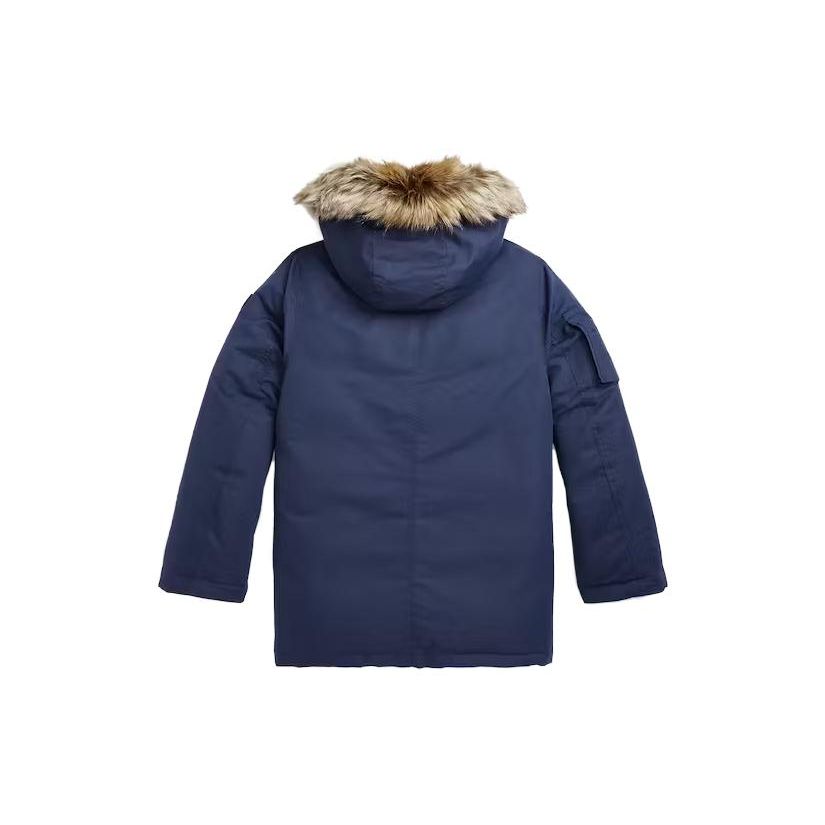 Polo Ralph Lauren Solid Color Hooded Padded Zip Jacket Kids Jackets Navy-Blue 323880398001