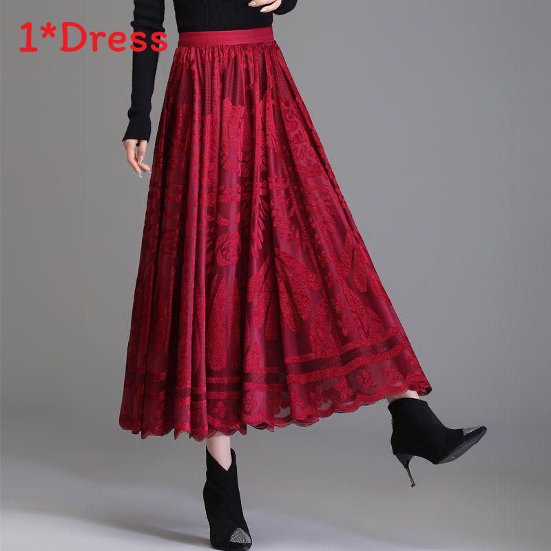 Velvet Pleated Skirt For Women With Lace Detailing And High Waist For Fall Winter