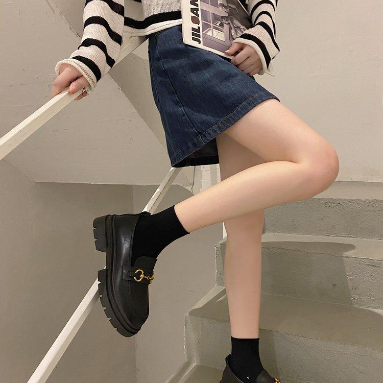 Retro college style low-heeled single shoes for women's autumn and winter new muffin simple ladyshoes black work shoes square head