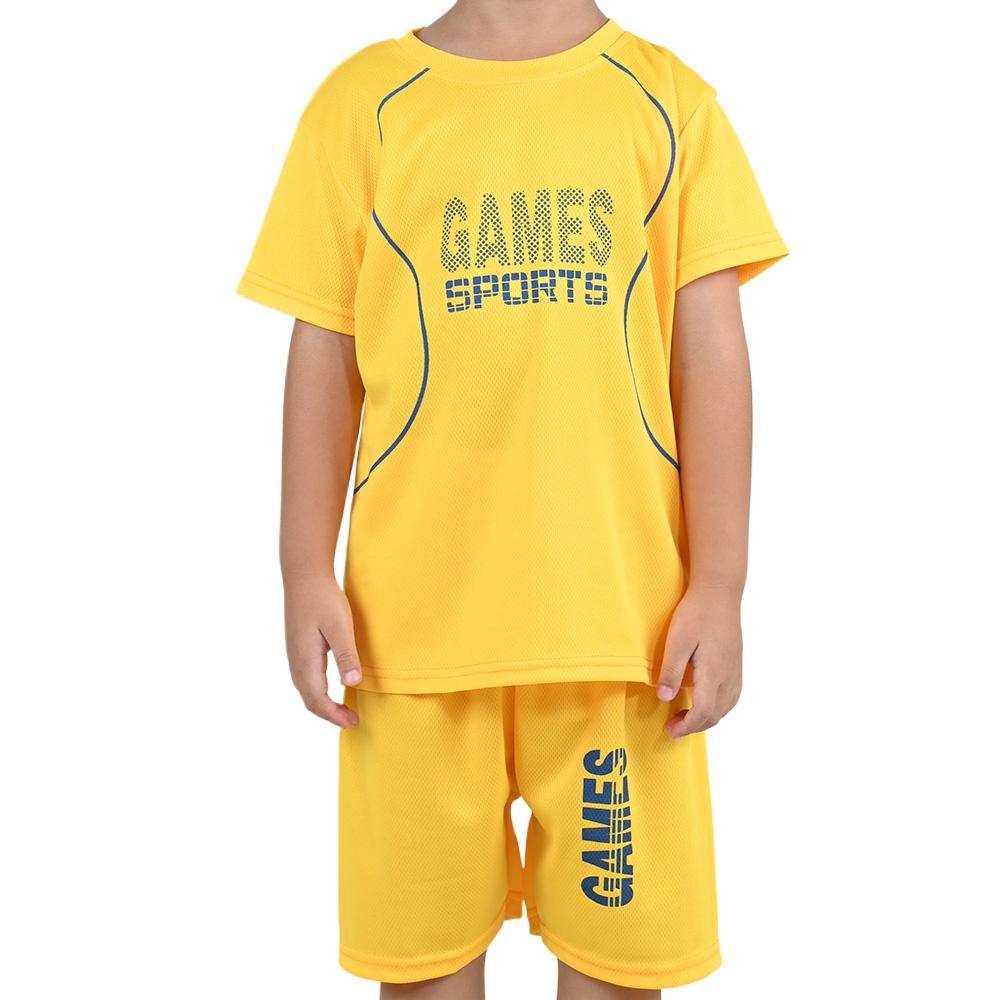 Boys Quick Dry T-Shirt Shorts Set Children Summer Athletic Breathable Running Suit 2-Piece Lightweight Sweat Comfortable