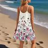 Women's Dresses Sleeveless Loose Casual Floral Print Hem Pleated Beach Dresses